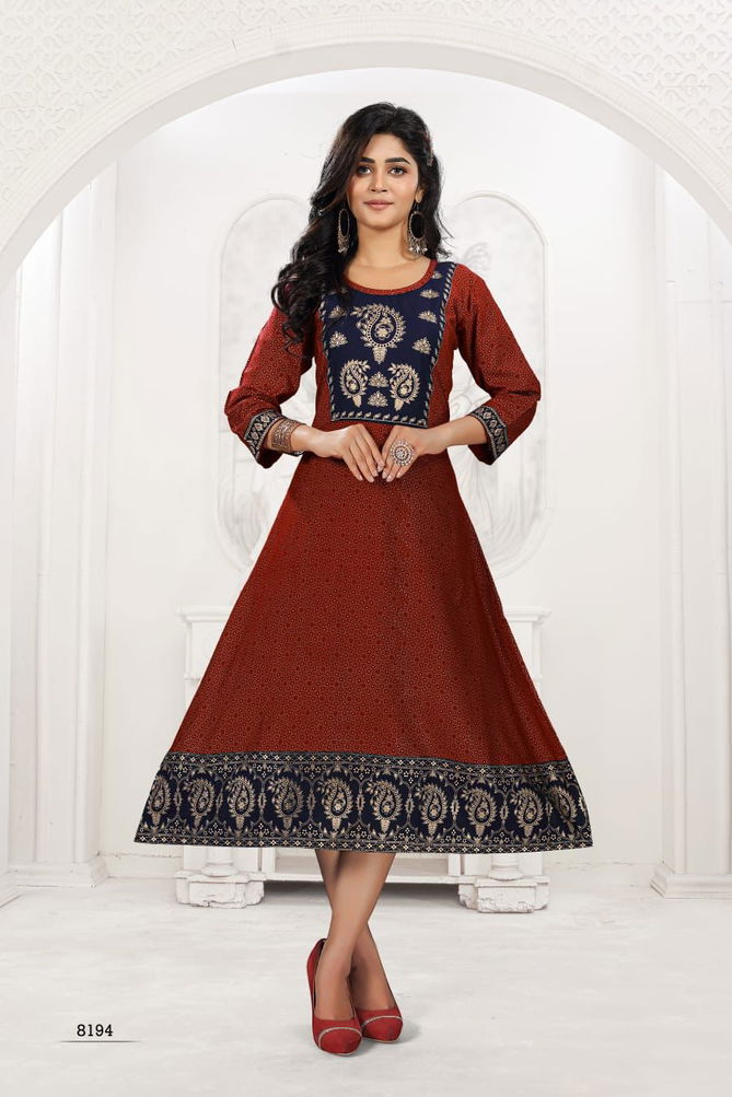 Golden Khwaab 1 Rayon Printed Regular Wear Designer Kurti Collection